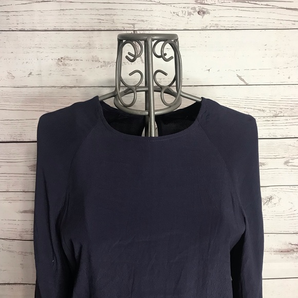 CODE X MODE Tie Back Navy Blue Crewneck Blouse Sizes Small & Medium - Picture 3 of 10